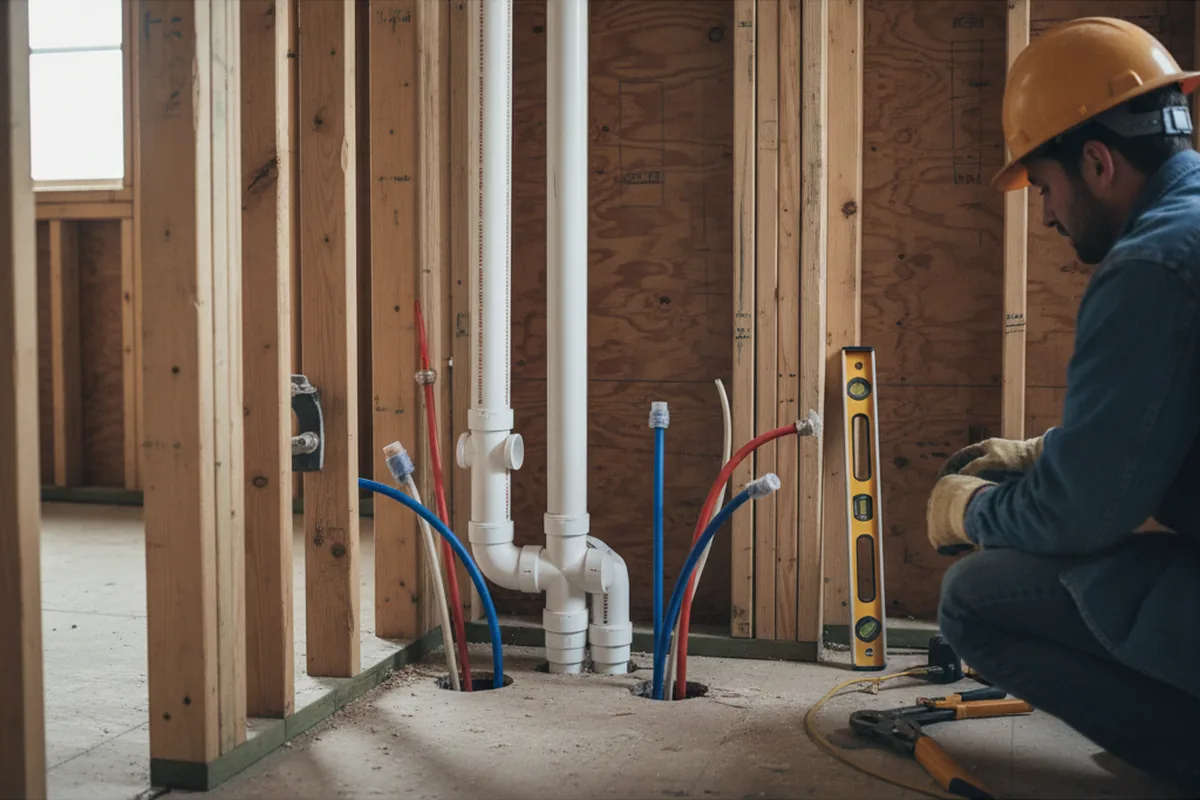 Drain and supply rough-in during Sump Pump Repair in Mountain Rest